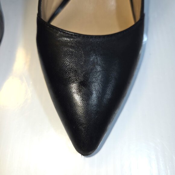Franco Sarto L-Abree Women's Black Leather Pointed Toe High Block Heels Size 8M - Picture 3 of 7